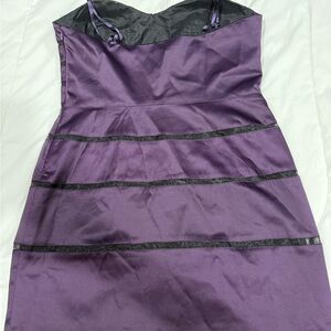 Elegant Purple and Black Satin Dress